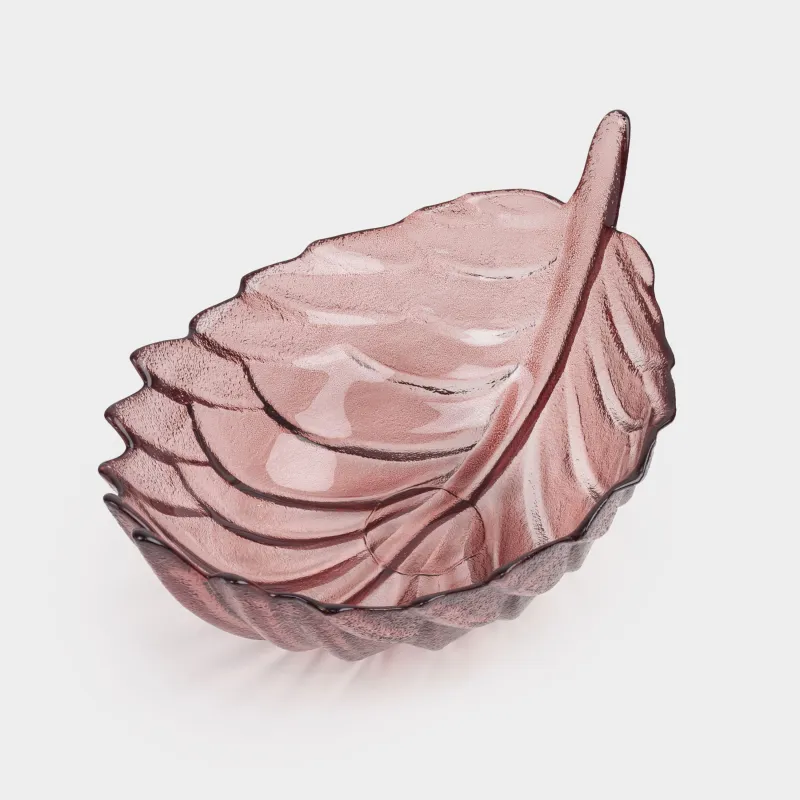 Fruit bowl, 28x15 cm, glass, color, Leaf, Curvy