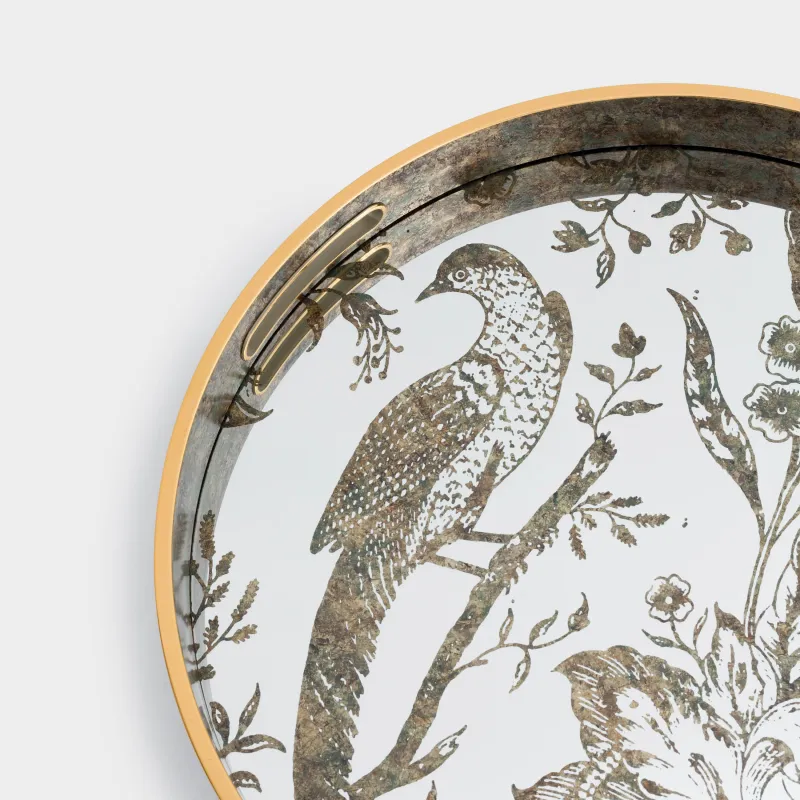 Tray, 36 cm, plastic / glass, Round, Mirror, Bird, Bluebird, image-5