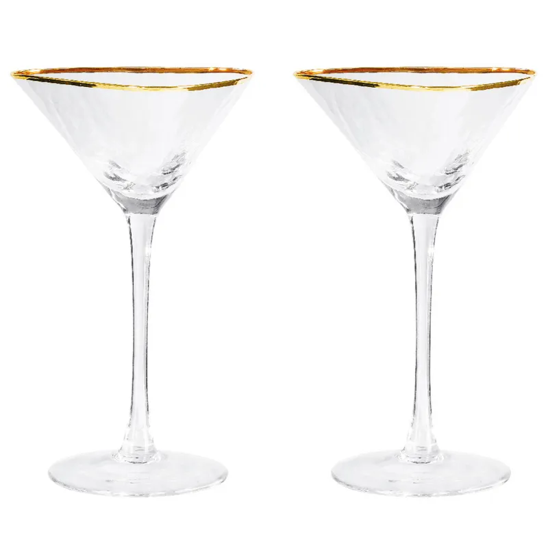 Martini glass, 150 ml, 2 pcs, glass, golden edging, Triangle Gold, image-0