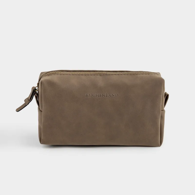 Cosmetic bag, 20x10 cm, polyurethane, rectangular, dark brown, Krast