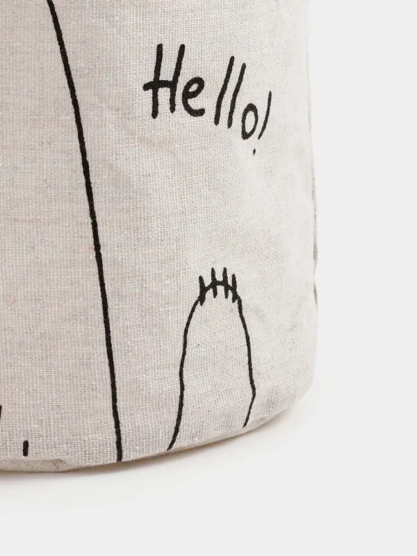 Storage bag, 22x25 cm, with handles, Cotton/polyester, round, Milky, Bear, Funny world, image-2