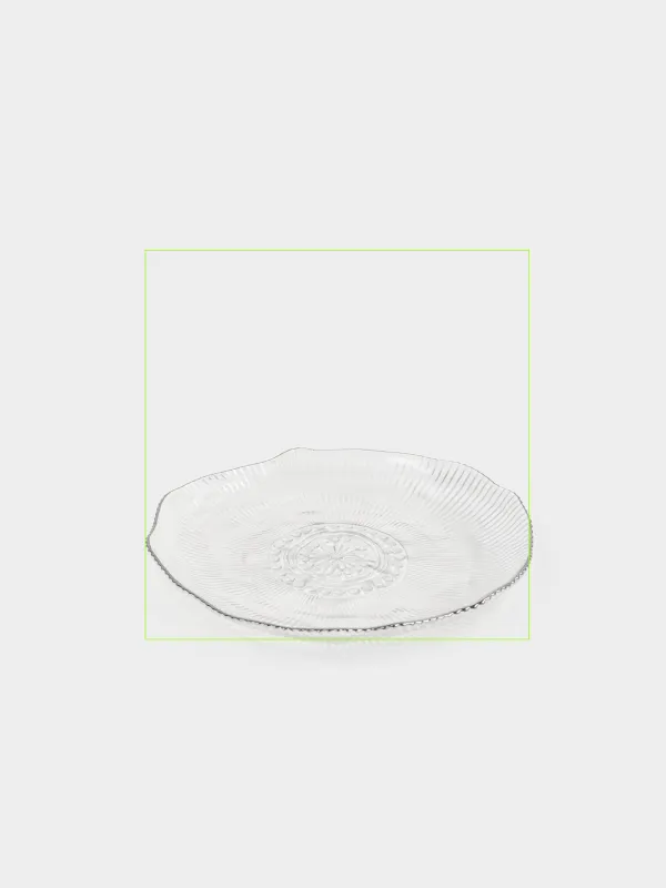 Dinner plate, 27 cm, glass R, with silver edging, Argos silver, image-1