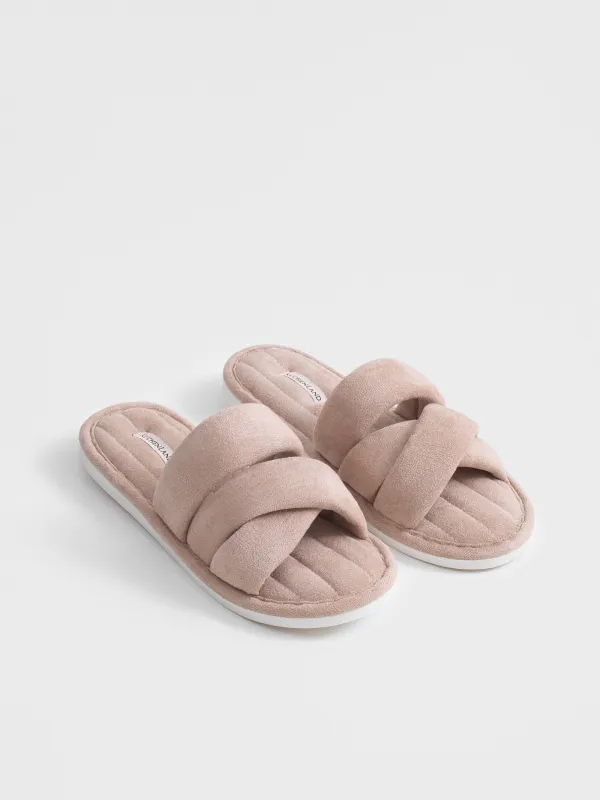 Women's slippers, homewear, size 36-37, velvet, dusty pink, Sunlit, image-4