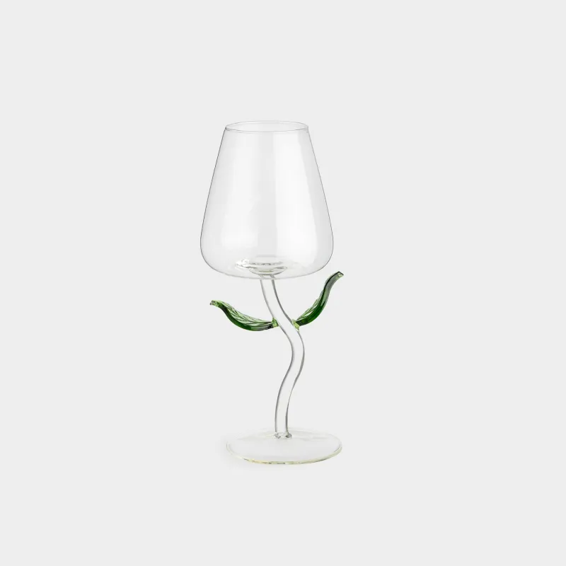 Drinking glass, 470 ml, Glass, Green leaves, Shape