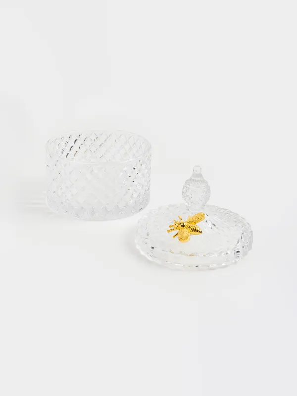 Storage container, 13x11 cm, 320 ml, steclo R / metal, Bee, Honey, image-2