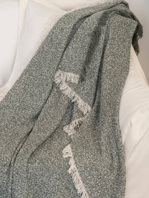 Plaid, 130x170 cm, fringed, acrylic/polyester, green, Acrylic, image-2