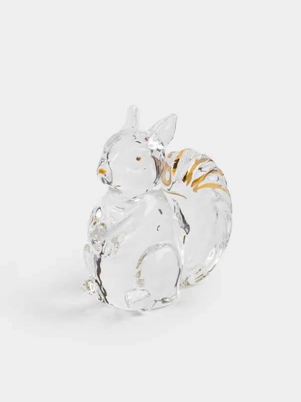 Statuette, 5 cm, glass, golden, Squirrel, Vitreous, image-1