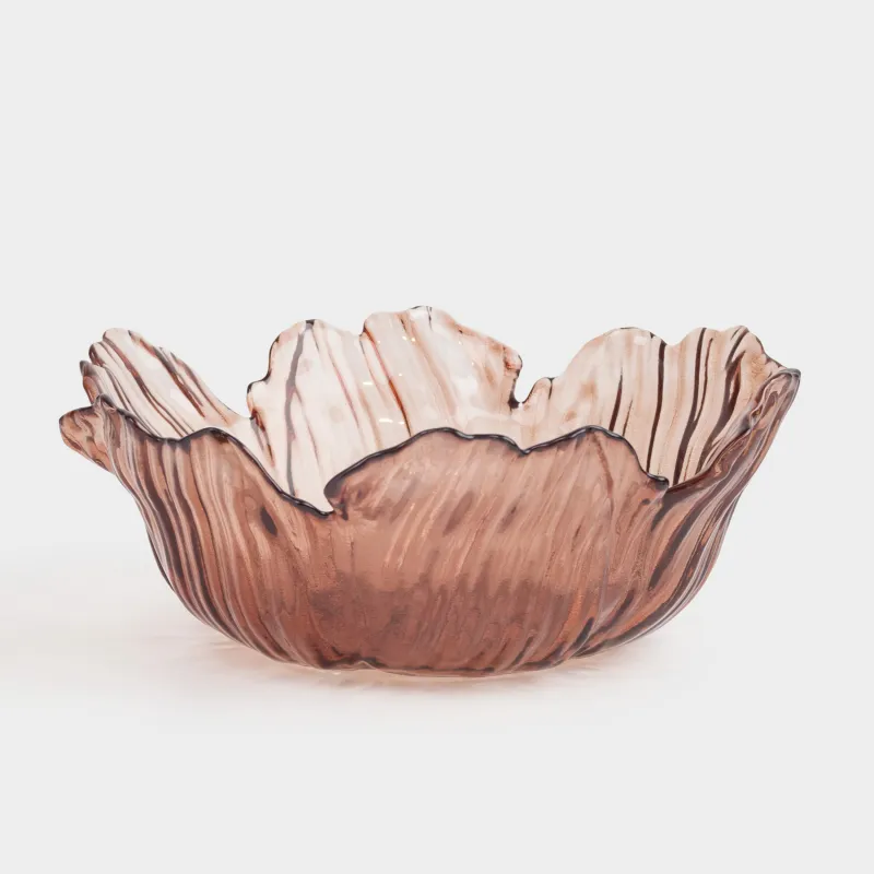 Salad bowl, 23x9 cm, 900 ml, glass, brown, Flower, Sahara