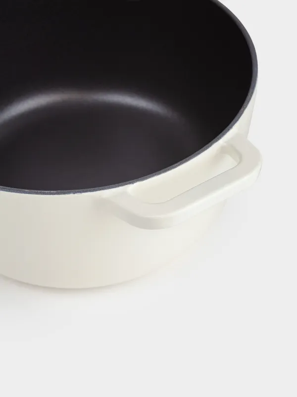 Cauldron, 25 cm, 4 l, with lid, cast iron, milky, Light kitchen, image-3