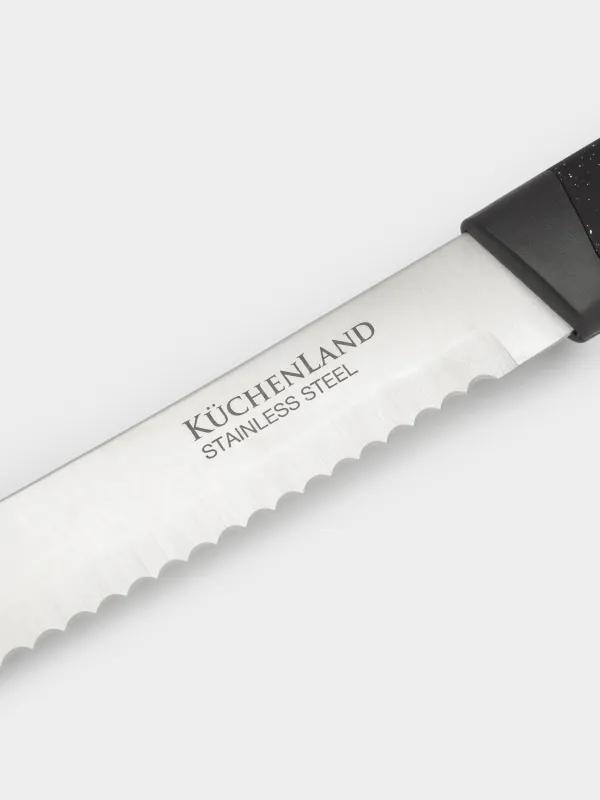 Knife set, 5 pr, in stand, steel / plastic, Black, speckled, Steel speckled, image-4