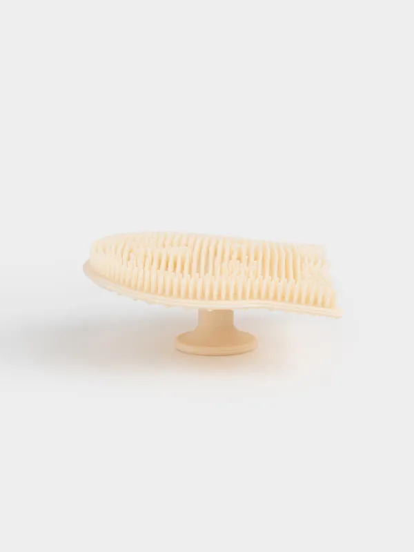 Facial cleansing brush, 6 cm, Massage, Suction cup, Silicone, beige, Cat, Manny, image-2