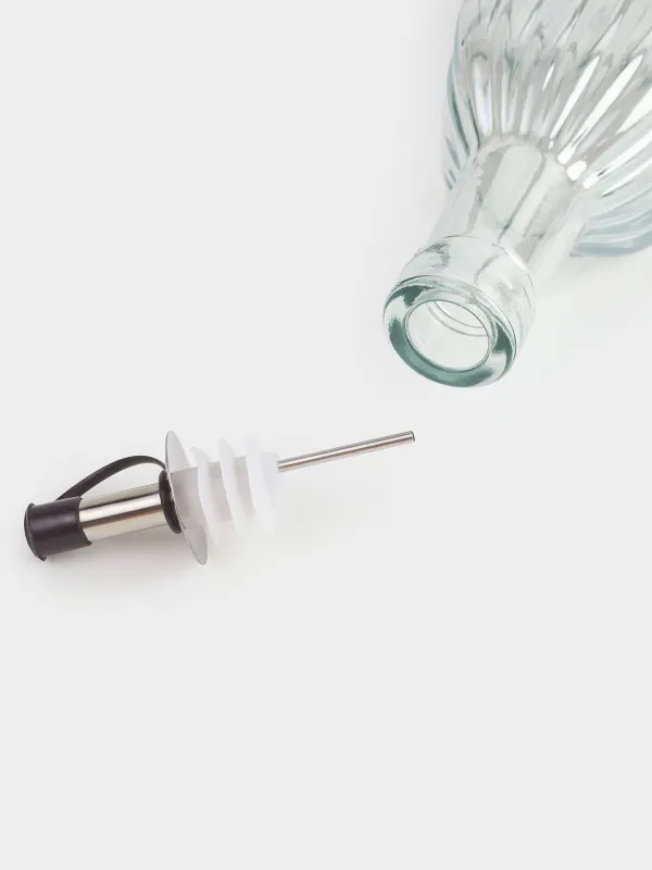 Oil or vinegar bottle, 500 ml, with dispenser, glass / steel, mother of pearl, Ribby polar, image-4