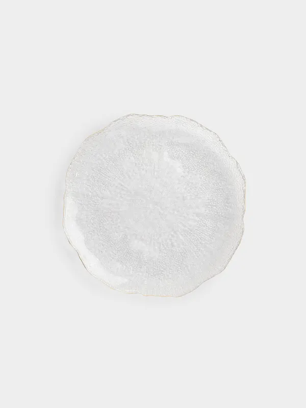 Dining plate, 27 cm, glass, with golden edging, Berg, image-0