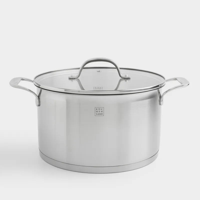 Pot, 24 cm, 6 l, with lid, Silver Stone