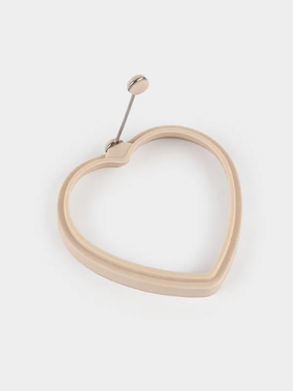 Pancake/Egg mold, 12 cm, Silicone, Beige, Heart, Manny, image-3