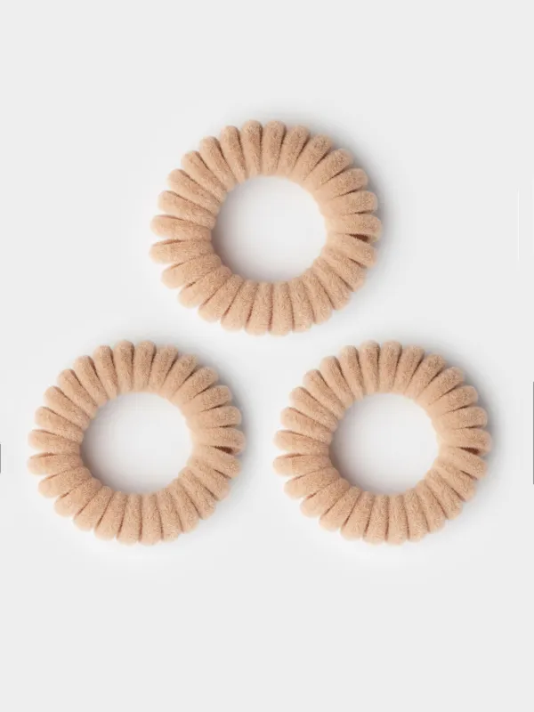 Elastic band for hair, 4 cm, 3 pcs, polyester/TPU, Beige, Spiral, Helix, image-0