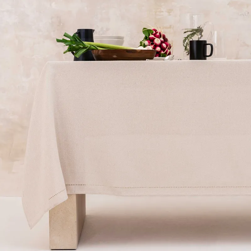 Tablecloth, 160x160 cm, polyester, silver-cream, Hemstitch