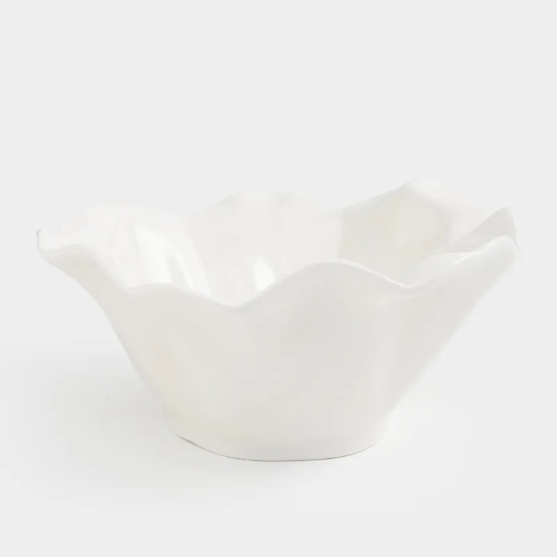 Salad bowl, 17x8 cm, 450 ml, porcelain N, milk, Crumpled effect, Crumple