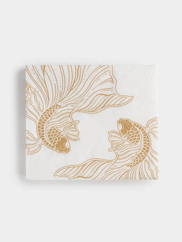 Paper napkins, 21x21 cm, 20 pcs, square, white, Fish, Goldfish, image-0