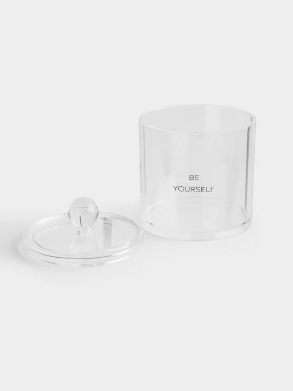 Cotton pad / swabs container, 10x13 cm, with lid, plastic, Basic font, image-4