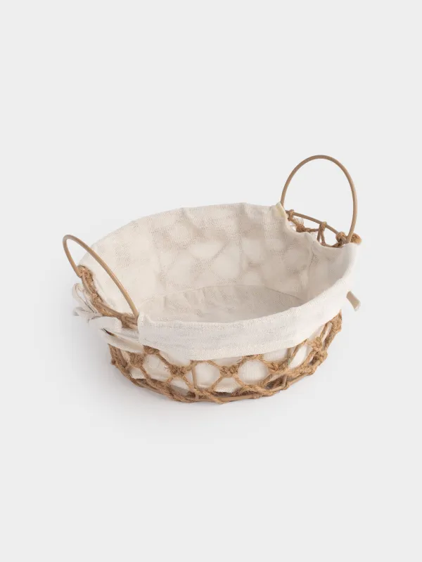 Bread basket, 22 cm, polyester/metal/jute, round, beige, Jute, image-2