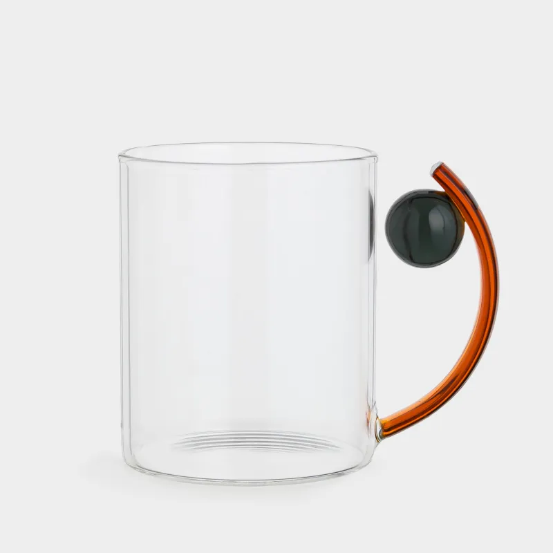Mug, 380 ml, glass B, handle color, Ball, Benty-color