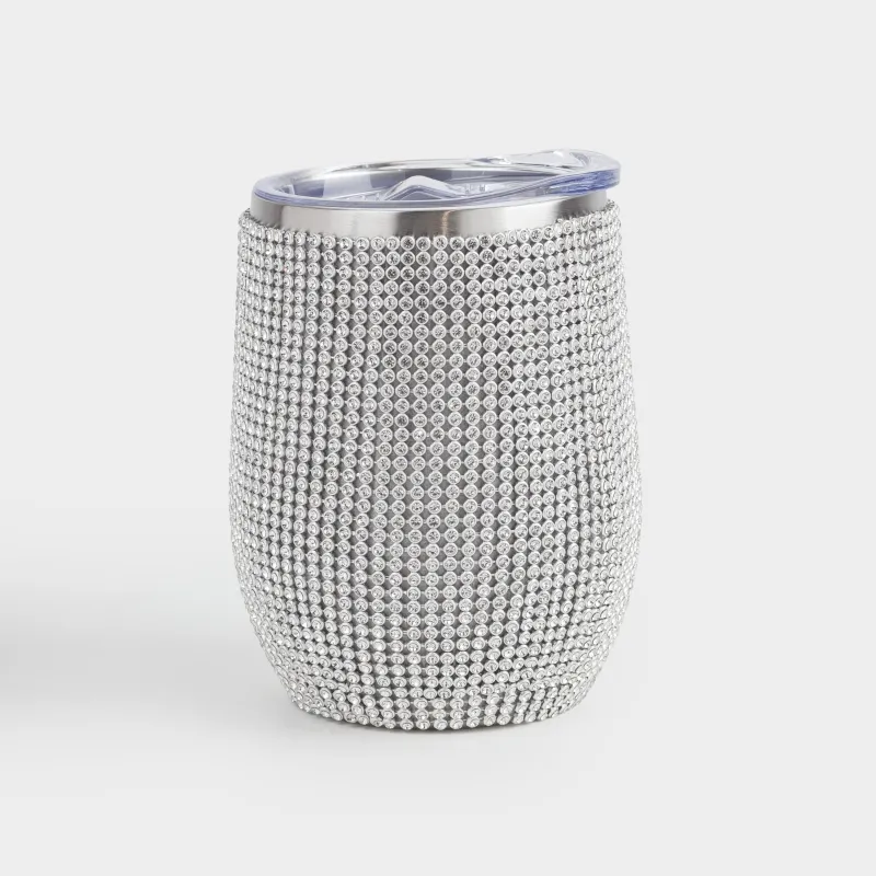 Thermo mug, 350 ml, steel / rhinestones, gold, Crystal decor, image-0