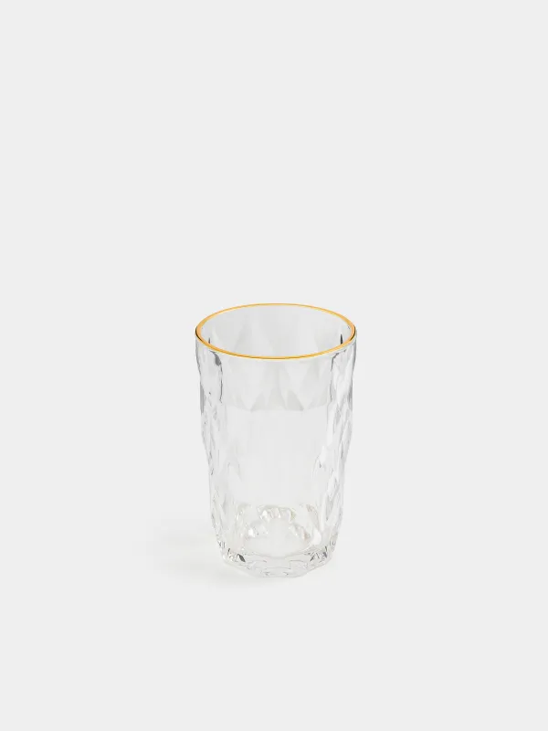 Glass, 12 cm, 340 ml, glass R, with golden edging, Rhomb gold, image-1