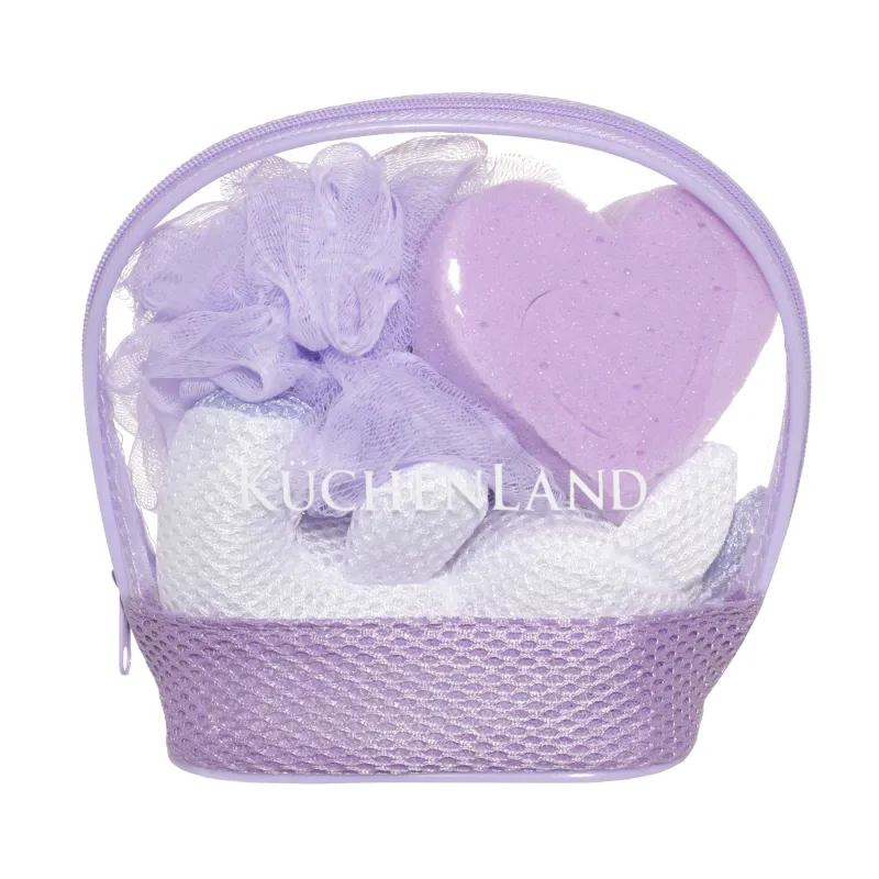 Shower set, 3 pr, children's, in a cosmetic bag, Polyester, Lilac, Unicorn, Unicorn, image-3