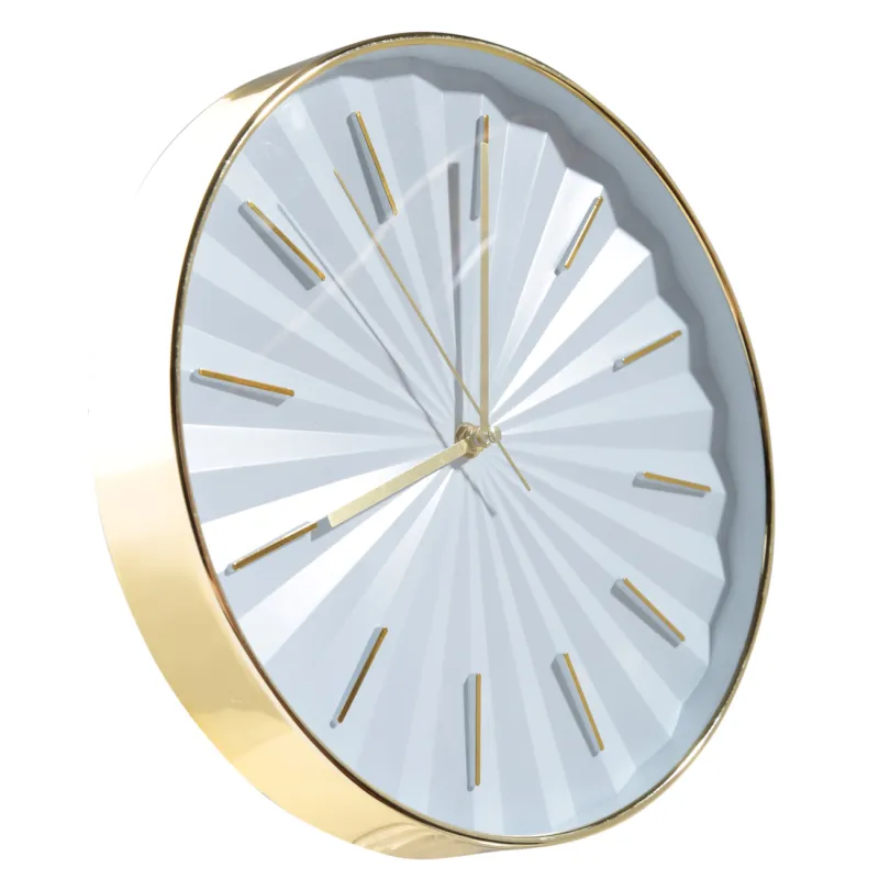 Wall clock, 30 cm, plastic, round, golden white, Fantastic gold, image-1