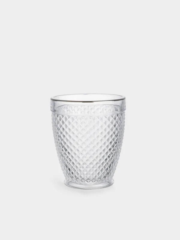 Drinking glass, 10 cm, 300 ml, 2 pcs, glass R, with silver edging, Verona silver, image-3