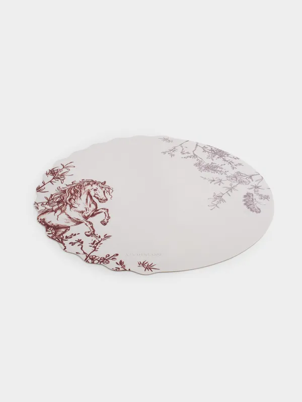 Placemat, 40 cm, PVC, round, white, Horse, Rock print, image-1