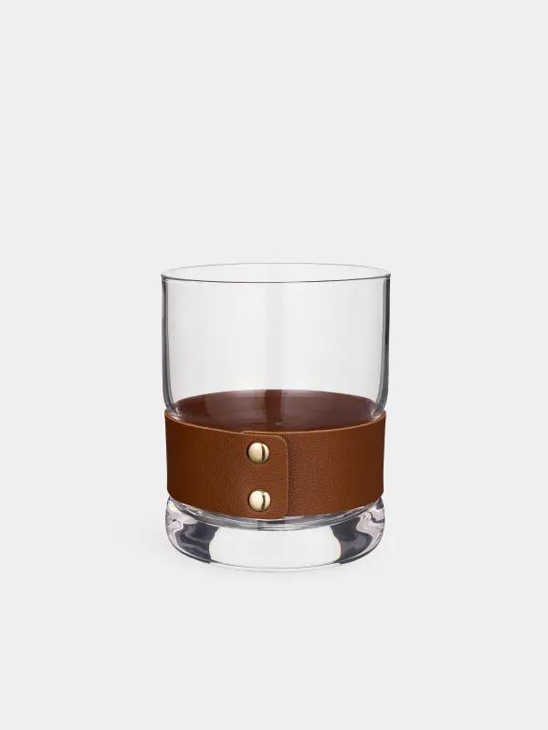 Drinking glass, 10 cm, 390 ml, 2 pcs, glass / PU leather, Clear devo, image-2