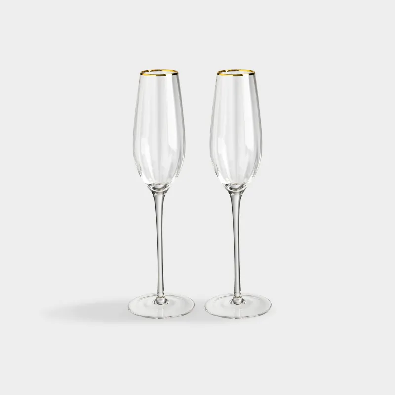 Drinking glass, 210 ml, 2 pcs, glass R, with golden edging, Filo R gold