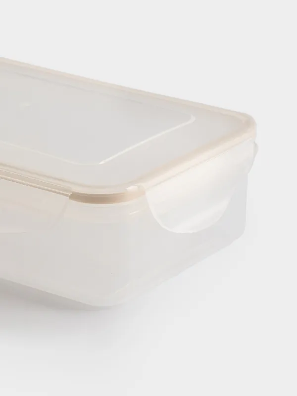 Container, 800 ml, with clips, plastic / silicone, rectangular, beige, Roomy clip, image-3