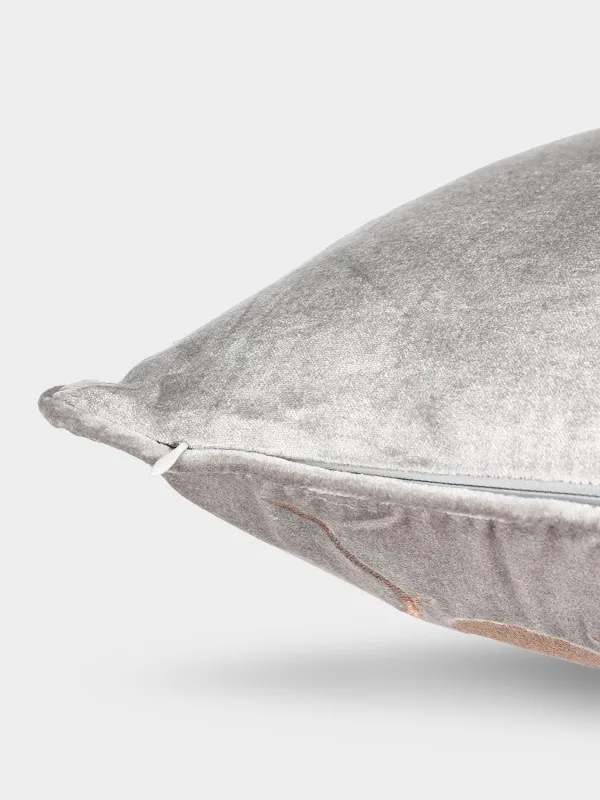 Decorative pillow, 50x50 cm, corduroy / beads, beige-gray, Bugs, Bugs, image-2