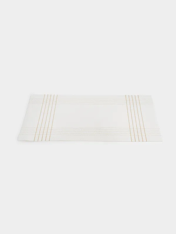 Placemat, 30x45 cm, PVC / polyester, rectangular, white, Golden lines, Solid, image-1