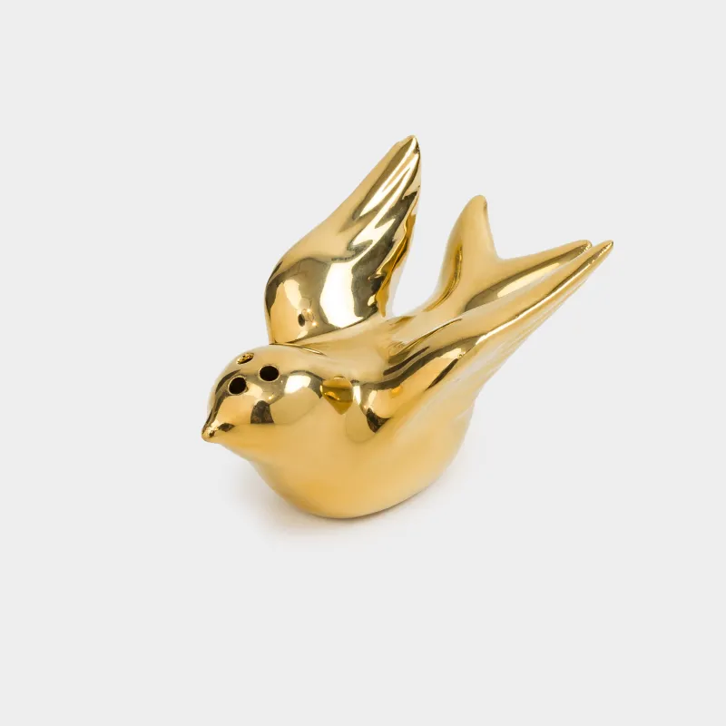 Salt or pepper container, 9 cm, porcelain P, golden, Bird, Paradise garden, image-2