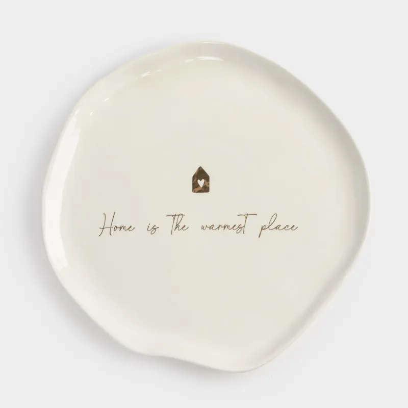 Dish, 28 cm, ceramic, milky golden, Home is the warmest place, Snow sparks