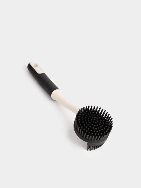 Cleaning brush, 27 cm, double-sided, rubber / plastic, black and beige, Black clean new, image-4