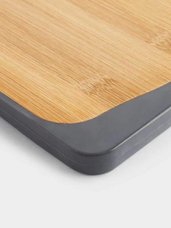 Chopping board, 28,5х20 cm, 2-sided, Bamboo/Plastic, black, Marble Bamboo, image-2