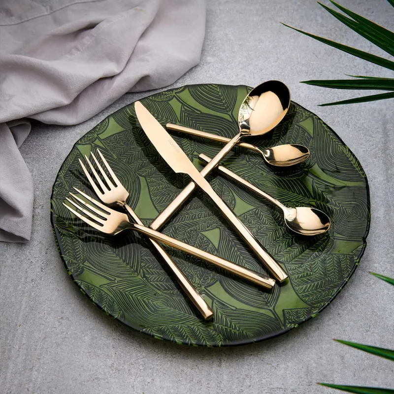 Silverware, 6 pers, 24 pr, steel, gold, Dublin, image-2