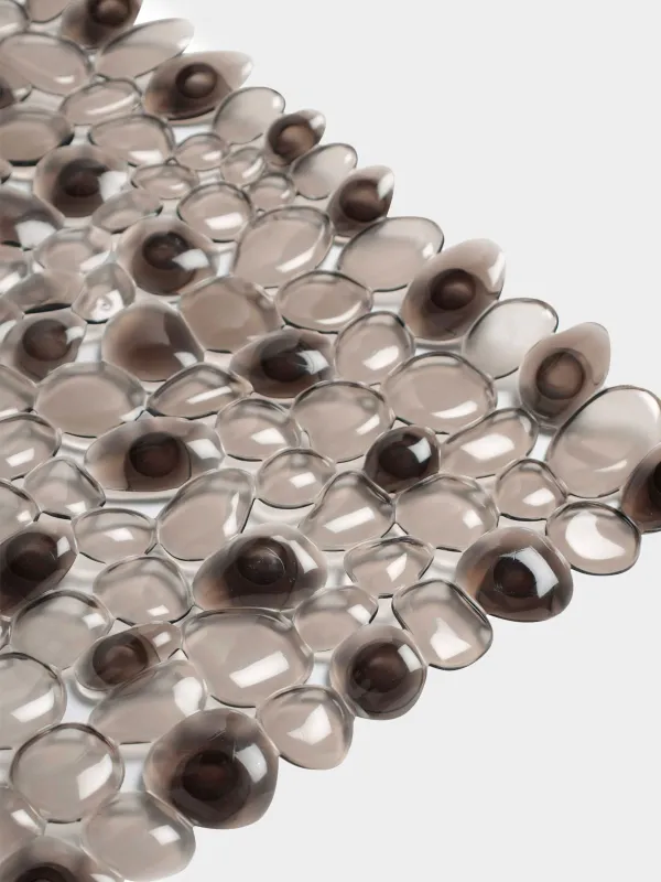 Bath/shower mat, 35x70 cm, with suction cups, PVC, Rectangular, Dark gray, Stones, Pebble, image-1