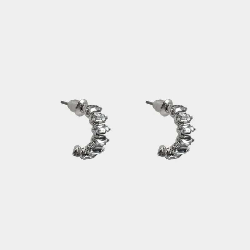 Stud earrings, 1 cm, 2 pieces, metal / acrylic, Silver, Crystals, Jewelry crystal