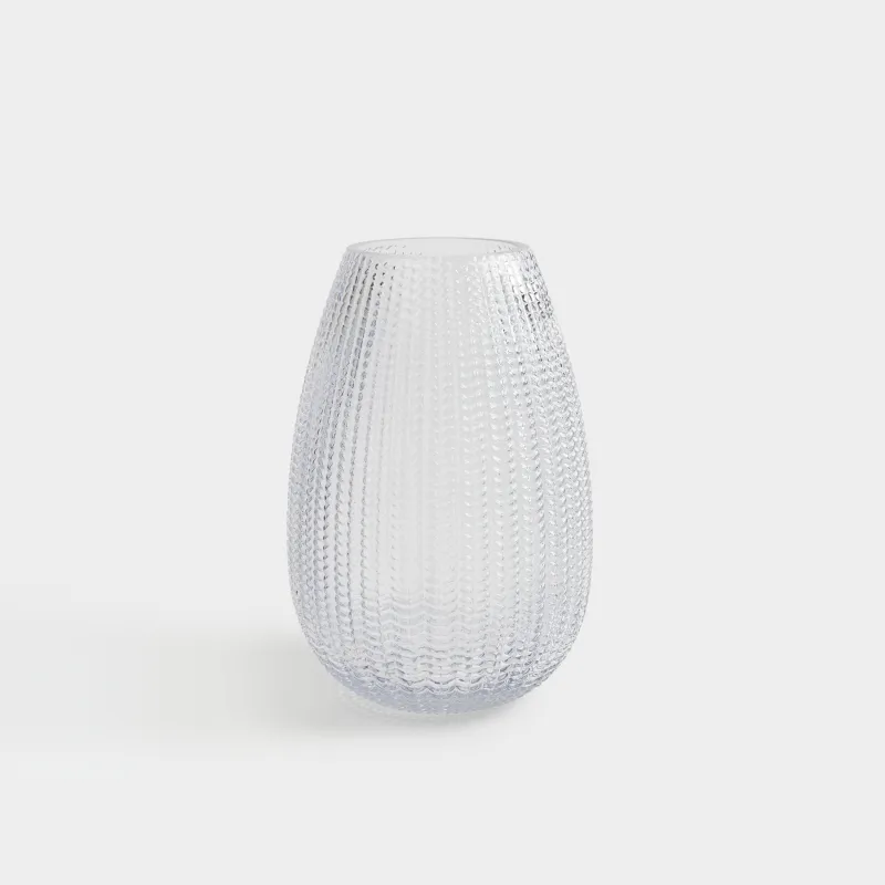 Flower vase, 26 cm, glass, gray-blue, Fantasy