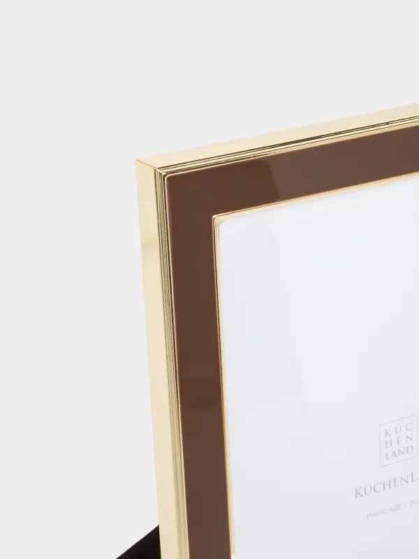 Photo frame, 14x19 cm, plastic / glass, brown, image-1