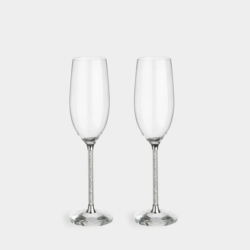 Drinking glass, 220 ml, 2 pcs, glass / rhinestones, Silver crystals, Diamond