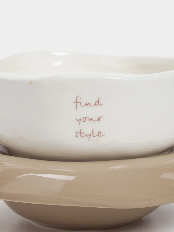 Tea pair, 1 person,  2 items, 300 ml, ceramic, milky grey, speckled, Find your style, Delicia, image-1