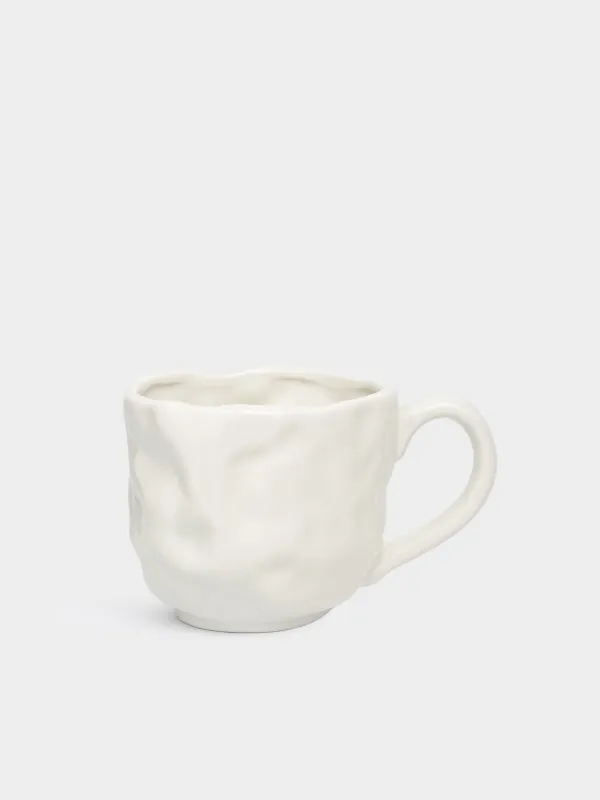 Mug, 500 ml, porcelain P, milky gold, Heart, Crumple amour, image-0