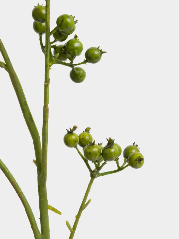 Decorative branch, 1 m, foam/plastic, Green berries, Balls decor, image-2